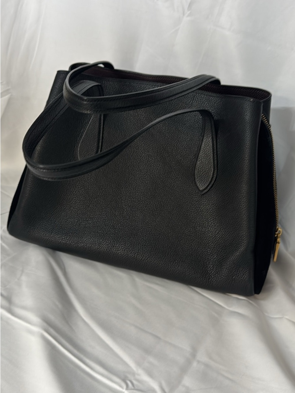 Coach Black Pebbled Leather Top-Handle Tote with Gold Turn-Lock - Picture 4 of 8